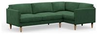 Hutch Slim Velvet Curve Arm 5 Seater Corner Sofa- Sage Green