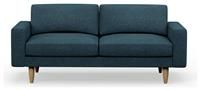 Hutch Fabric Block Arm 3 Seater Sofa - Aegean Blue
