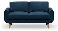 Hutch Fabric Round Arm 3 Seater Sofa - Aegean Blue