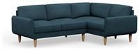 Hutch Fabric Round Arm 4 Seater Corner Sofa - Aegean Blue