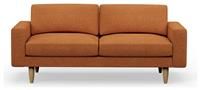 Hutch Fabric Block Arm 3 Seater Sofa - Rust
