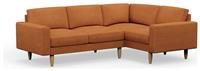 Hutch Fabric Block Arm 4 Seater Corner Sofa - Rust