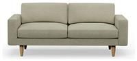 Hutch Fabric Block Arm 3 Seater Sofa - Oat
