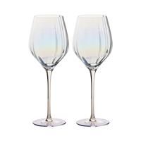 Anton Studio Designs Palazzo Handmade Wine Glasses Perfect for Red Wine, White Wine, Water, or Beverages - 600 ml - Pearlescent - Set of 2 Elegant Wine Glasses