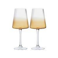 Anton Studios Empire Set of 2 Wine Glasses Amber