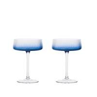 Anton Studios Anton Studio Designs Empire Set of 2 Champagne Saucers Blue