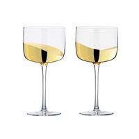 Anton Studio Designs Wave Handmade Gin Glasses for Wine, Cocktails, or Water - 550 ml - Gold - Set of 2 Elegant Cocktail Glasses