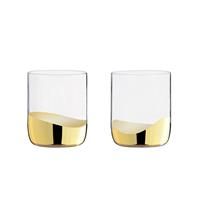 Anton Studio Designs Wave Handmade DOF Tumblers for Whiskey, Spirits or Water - 400 ml - Gold - Set of 2 Elegant Drinking Glasses