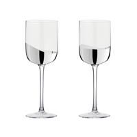Anton Studio Designs Wave Handmade Wine Glasses Perfect for Red Wine, White Wine, Water, or Beverages - 400 ml - Silver - Set of 2 Elegant Wine Glasses