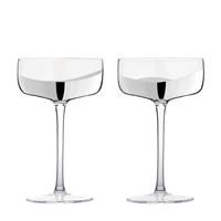 Anton Studio Designs Wave Handmade Champagne Coupe Glasses Perfect Party Tableware for Weddings and Celebrations - 250 ml - Silver - Set of 2 Elegant Champagne Glasses