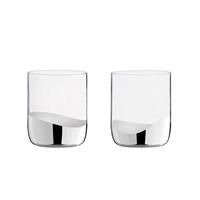 Anton Studio Designs Wave Handmade DOF Tumblers for Whiskey, Spirits or Water - 400 ml - Silver - Set of 2 Elegant Drinking Glasses