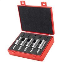 Rotabroach RHSKIT1 TCT Metal Hole Saw Kit - 14,16,18,20 & 22mm Diameter - 25mm Max Cut Depth (5 Piece) Bundle | Suitable for 13mm Drill Chuck with Solid Carbide Tips,Black/Red