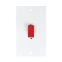KnightsBridge 45A White 2G Double Pole 230V Electric Cooker Wall Plate Switch