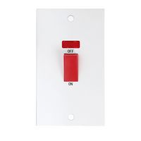 KnightsBridge 45A White 2G DP 230V Electric Cooker Wall Plate Switch With Neon