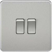 Knightsbridge SF3000BC Screwless 10 A 2-Gang 2 Way Switch, Brushed Chrome