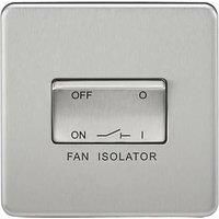 Knightsbridge SF1100BC Screwless 10 A 3 Pole Fan Isolator Switch, 24 W, 230 V, Brushed Chrome