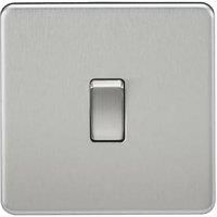KnightsBridge 20A 1G DP 230V Screwless Brushed Chrome Electric Wall Plate Switch