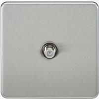 KnightsBridge SAT TV Outlet 1G Screwless Brushed Chrome Non-Isolated Wall Plate