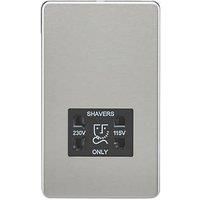 Knightsbridge SF8900BC Screwless Dual Voltage Shaver Socket in Brushed Chrome with Black Insert