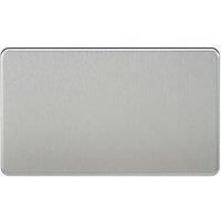 Knightsbridge SF8360BC Screwless 2-Gang Blanking Plate, Brushed Chrome