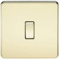 KnightsBridge 10A 1G 2 Way 230V Screwless Polished Brass Electric Wall Plate Switch