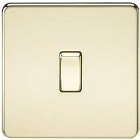 KnightsBridge 10A 1G 230V Screwless Polished Brass Intermediate Switch Wall Plate