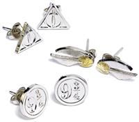 Harry Potter Official 3 Pack Of Stud Earrings Deathly Hallows 9 3/4 Golden Snitc