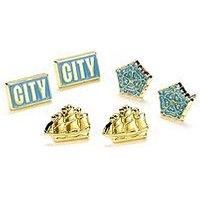 Manchester City Football Club Set Of Three Stud Earrings