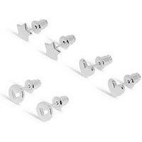 Joma Jewellery Life'S A Charm , Birthday , Silver Plated , 3 Pairs Of Earrings