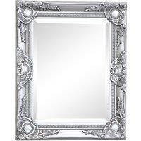 Melody Maison Ornate Silver Wall Mirror with Bevelled Glass 52cm x 42cm