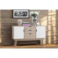Halifax Sideboard with 2 Doors & 3 Drawers   Sonoma Oak & White   Self Assembly