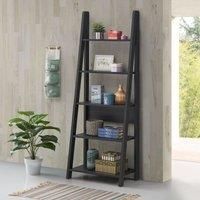 Riva Scandinavian Retro Ladder Bookcase Shelving Shelf Unit Black 5 Tier