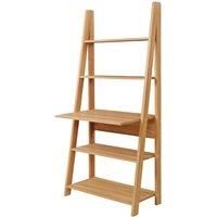 Oak Step Ladder Shelving Unit 5 Tier Leaning Bookcase Storage Display Rack Shelf
