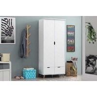 Pemberton 2 Door Wardrobe with 2 Drawers   White   Self Assembly