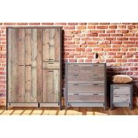 3 Piece Bedroom Furniture Set Wardrobe 4 Drawer Chest Bedside Table Rustic Oak