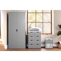 Bedroom Furniture Set Chest of Drawers Wardrobe Bedside Unit 3 Piece White/Grey