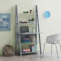 Ladder Bookcase Desk  Shelving Shelf Unit Grey 5 Tier Retro