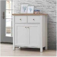 Timber Art Design UK Astbury Compact 2 Doors 2 Drawer Sideboard Storage Cabinet Cupboard White Oak