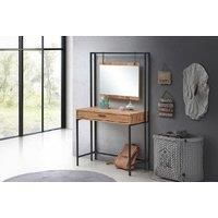 Timber Art Design UK Zahra Dressing Table Vanity Makeup Table Set with Mirror & Drawer Rustic Wotan Oak Effect Modern Furniture for Bedroom, Living Room, Home - W84cm x H150cm x D40cm