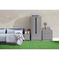 Timber Art Design UK Lisbon 3 Piece Bedroom Furniture Set Includes 2 Door Wardrobe with Hanging Rail & Shelf, 2+2 Drawer Chest & 1 Single Drawer Bedside Table for Living, Bedroom, Hallway, Cream & Oak
