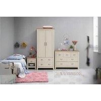 Timber Art Design UK Lisbon 3 Piece Bedroom Set Wardrobe 7 Drawer Chest 1 Drawer Bedside Table Cream