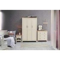 3 Piece Bedroom Set 3 Door Wardrobe 4 Drawer Chest 1 Drawer Bedside Table Cream