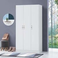 White Wardrobe 3 Door with Hanging Rail and Storage Shelf Bedroom Unit
