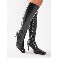 Public Desire Scorpion Cracked Knee High Boot - Black