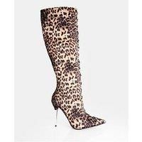 Public Desire Witchcraft Lace Up Knee High Boots - Leopard