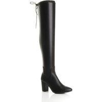WOMENS LADIES HIGH BLOCK HEEL STRETCH LACE UP RIDING OVER THE KNEE BOOTS SIZE