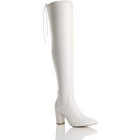 WOMENS LADIES HIGH BLOCK HEEL STRETCH LACE UP RIDING OVER THE KNEE BOOTS SIZE