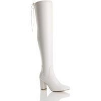 WOMENS LADIES HIGH BLOCK HEEL STRETCH ELASTIC OVER THE KNEE SOCK BOOTS SIZE