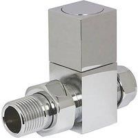 Straight Modern Cube Polished Chrome Radiator Valves (Pair) CUBE-STR