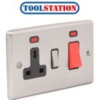 Wessex Brushed Stainless Steel 45A DP Switch Switched Socket + Neon